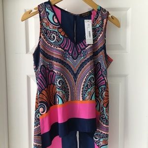 Color block Mixed Print Blouse S
